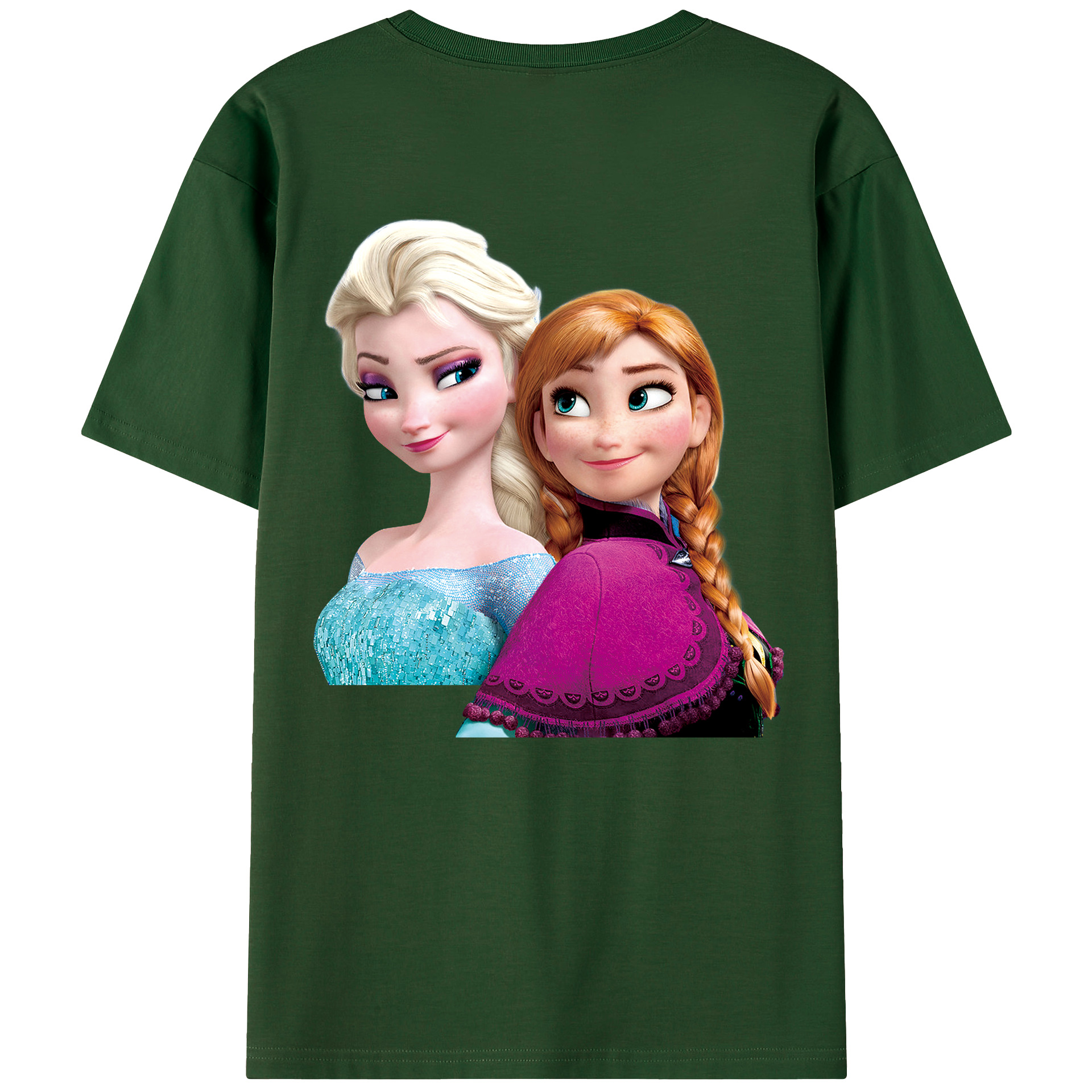 （画像用） アナと雪の女王 アンナ エルサ Frozen Anna Elsa 綿100％半袖Tシャツ（背面プリント）